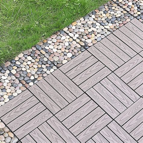 Shop HANABASS 1pc Tile Interlocking Mat Stones Balcony Shower Bathroom DIY and Toilet Use Pathway Tiles Marble Mosaic Patio Stone Sliced Flooring Anticorrosive Natural Real Deck Pink Garden. . Interlocking stone deck tiles